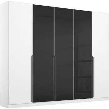 Rauch Artemis Dreht&uuml;renschrank mit Glast&uuml;ren, 3 F&auml;cher, 225x210x54cm, alpinwei&szlig;/basaltgrau (000380117912)