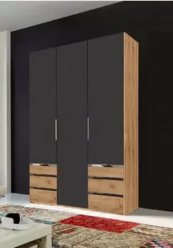 Wimex Level by fresh to go Dreht&uuml;renschrank mit Schubladen, Plankeneiche/Graphit, 150x236x58cm (53117160-0)
