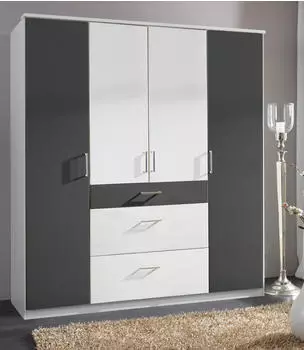 Wimex Click Dreht&uuml;renschrank 180cm, wei&szlig;/graphit, 3 Schubk&auml;sten (590044-0)