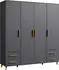 Rauch SHINJO Drehtürenschrank 187cm x 203cm x 53cm, graumetallic, Holzwerkstoff
