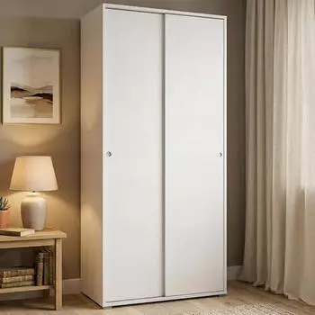 Dmora Kleiderschrank Dalia 2 Schiebetüren 4 Einlegeböden 90x45x195cm Weiß (8052773611466)