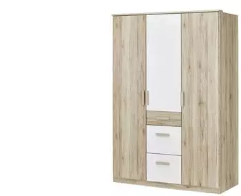 Wimex Bergamo Kleiderschrank 3-t&uuml;rig, Wei&szlig;eiche/Lava, 135x199x58cm (62918701-0)