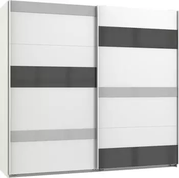 Wimex Monaco Schwebet&uuml;renschrank 2-t&uuml;rig, Wei&szlig; mit Glaselementen, 180x208x65cm (50984856-0)