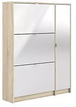 Dmora Abilene Kleiderschrank 2 Drehtüren, 3 Einlegeböden & Kleiderstange, 90x52x200cm, Weiß & Braun (8052773474481)