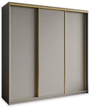 Masseno NISSE Schwebet&uuml;renschrank 3-t&uuml;rig 200x205x60cm Graphit/Gold (SZAFA NISSE 200 - 5 SZARY+OK.ZŁOTY)
