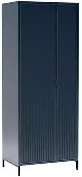 Beautysofa LINNA Kleiderschrank 2 Drehtüren Riffeloptik 80cm Indigo (LS-11)