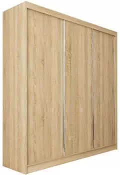 Beautysofa Mario II Kleiderschrank mit Schiebetüren und Schubladen, Eiche Sonoma, 240x216x61cm