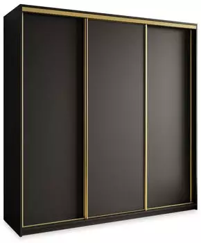 Masseno NISSE Schwebet&uuml;renschrank 3-t&uuml;rig 200x205x60cm Schwarz/Gold (SZAFA NISSE 200 - 5 CZARNY MAT+OK.ZŁOTY)