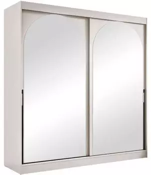 Mirjan24 Modin 200 Schiebet&uuml;renschrank mit Spiegel, Kaschmir/Schwarz, 200x216x65cm