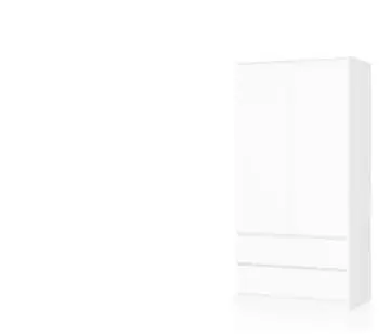 Akord Furniture Factory Drehtürenschrank Oda 2 Türen 2 Schubladen 90x51x180cm Weiß (S90)