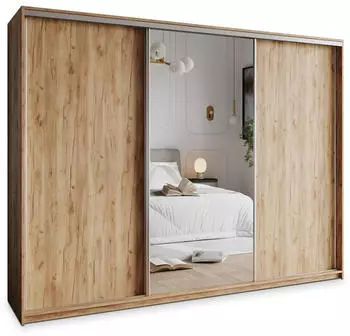 Masseno TAVI Schwebet&uuml;renschrank 3-t&uuml;rig mit Spiegel 270x205x60cm (SZAFA TAVI 270 - 1 CRAFT ZŁOTY+OK.SATYNA)