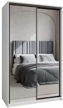 Masseno Rien Schwebet&uuml;renschrank 2-t&uuml;rig mit Spiegel, 120x205x60cm, Wei&szlig;/Schwarz (SZAFA RIEN 120 - 2 BIAŁY MAT+OK.CZARNY)