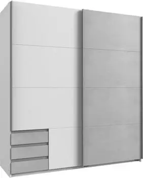 Wimex Emden Schwebet&uuml;renschrank mit Au&szlig;enschubk&auml;sten, wei&szlig;/Beton, 180x198x64cm (83641265-0)