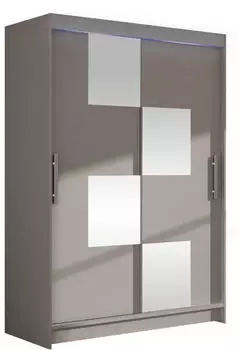Mirjan24 Miami III Schiebet&uuml;renschrank mit Spiegel, Kaschmir, 120x200x58cm