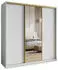 Masseno TAVI Schwebetürenschrank 3-türig mit Spiegel, 200x205x60cm, Weiß/Gold (SZAFA TAVI 200 - 1 BIAŁY MAT+OK.ZŁOTY)
