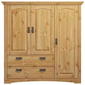 Pharao24 Wäscheschrank Kiefer massiv im Landhausstil 133 cm breit (10111314)