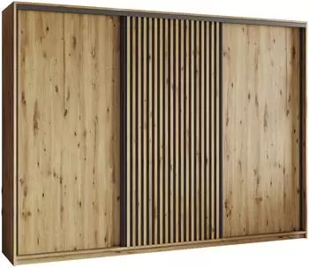 Masseno VONTE Schwebet&uuml;renschrank 3-t&uuml;rig 270x205x60cm Eiche Artisan/Schwarz (SZAFA 270 VONTE 8 K.ARTISAN+ L.ARTISAN+CZARNY)