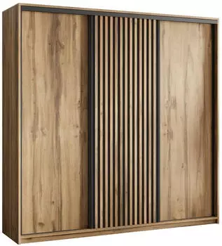 Masseno Vonte Schwebet&uuml;renschrank 3-t&uuml;rig 180x205x60cm Eiche Wotan/Schwarz (SZAFA 180 VONTE 8 K.WOTAN+L.WOTAN+CZARNY)