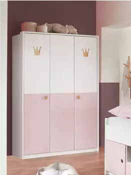 Wimex Cindy2 Dreht&uuml;renschrank Holzwerkstoff Wei&szlig;/Ros&eacute; 139x199x58cm (11219564-0)