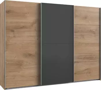 Wimex Valencia Schwebet&uuml;renschrank mit Glaselementen, Plankeneiche/Glas Grau, 270x210x65cm (64761155-0)