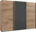 Wimex Valencia Schwebetürenschrank mit Glaselementen, Plankeneiche/Glas Grau, 270x210x65cm (64761155-0)
