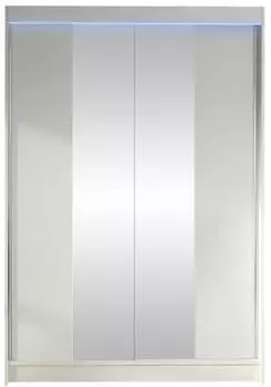 Mirjan24 Lino II Schwebet&uuml;renschrank mit RGB LED Beleuchtung, 5 F&auml;cher, 120x200x58cm, Wei&szlig;