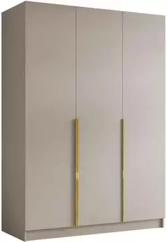 Mirjan24 Calia I Drehtürenschrank 3-türig mit Kleiderstange, Cashmere/Gold