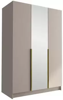 Mirjan24 Calia II Kleiderschrank 3-t&uuml;rig mit Spiegel, Metallgriffe
