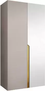 Mirjan24 Mila II 100 Drehtürenschrank mit Spiegel, Cashmere/Gold, 100x52x202cm
