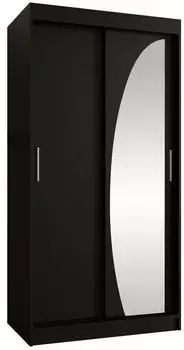 Mirjan24 Wika 100 Schwebet&uuml;renschrank mit Spiegel, Schwarz, 100x200x62cm