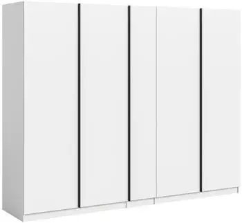 xonox.home Oakland Kleiderschrank 5-t&uuml;rig, Wei&szlig;, 230x183x53cm