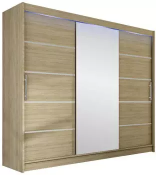Mirjan24 Aston VI Kleiderschrank Schiebet&uuml;ren Spiegel RGB LED Sonoma Eiche (Aston VI)