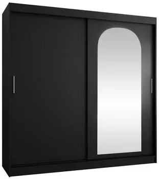 Mirjan24 Selfie 200 Schwebet&uuml;renschrank mit Spiegel, Schwarz, 200x200x62cm
