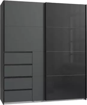 Wimex Bali Schwebet&uuml;renschrank Holzwerkstoff Grafit/Glas Schwarz 180cm (Bali)