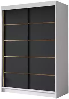 Mirjan24 Lungo IV Schiebet&uuml;renschrank 2-t&uuml;rig, 120x58x200cm, Wei&szlig;/Schwarz