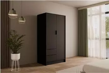 ALTDECOR KOLIN Kleiderschrank mit Spiegelt&uuml;ren, schwarz, 102x200x51cm (800000993440)