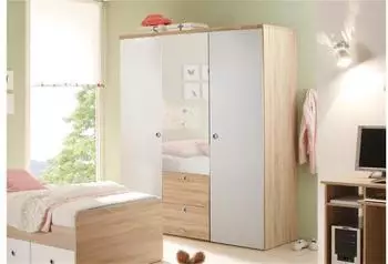 Stella Trading Wiki Kleiderschrank 3-t&uuml;rig, Eiche Sonoma / wei&szlig;, 115x190x52cm (58-177-68)