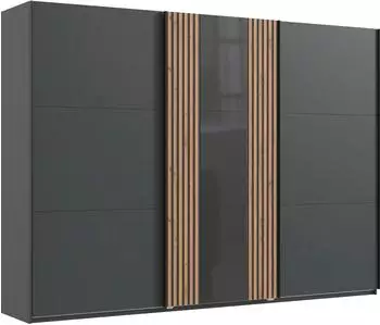 Wimex Atlanta Schwebet&uuml;renschrank 300x216x65cm graphit/grau Akustikpaneel-Optik Artisan Eiche