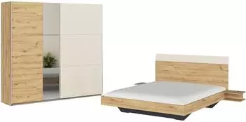 Rauch Monza Schlafzimmer-Set Schwebet&uuml;renschrank Eiche Artisan/Champagner 160x200cm