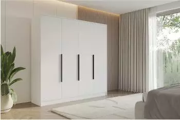 ALTDECOR PERE Dreht&uuml;renschrank wei&szlig; mit schwarzen Griffen, 200x200x51cm (800001554813)