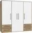 Forte Mokkaris Kleiderschrank 4-türig, Weiß/Mauvella Eiche, 206x200x59cm (MKSS846-M680)