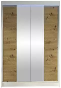 Mirjan24 Lino II Schiebet&uuml;renschrank mit Spiegel und RGB LED, Wei&szlig;/Eiche Artisan (Lino II)