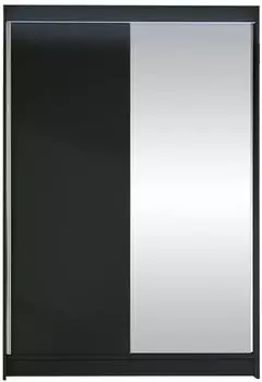 Mirjan24 Lino I Schiebet&uuml;renschrank mit Spiegel, Kleiderstange, Schwarz, 120x200x58cm
