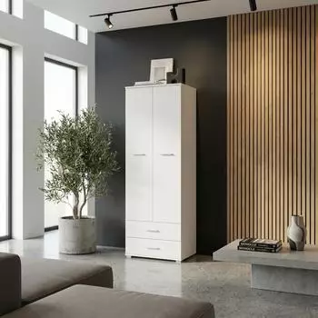 Komodee FAUSKE Hochschrank 2 Schubladen, wei&szlig;, 69x180x36cm