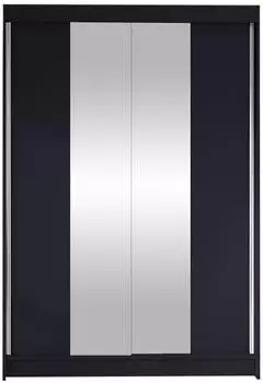 Mirjan24 Lino II Schiebet&uuml;renschrank mit Spiegel, schwarz (Lino II)