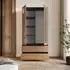 Lookway HANA SS-90 Kleiderschrank mit Spiegel, Holzwerkstoff, Artisan Eiche/Anthrazit, 90x180x50cm (800001532388)