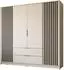Lookway Nela Kleiderschrank 4-türig mit Lamellen, 206cm, Kaschmir/Schwarz (800001532354)