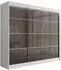 ALTDECOR PEKA3 Schiebetürenschrank mit LED-Beleuchtung, weiß/grau, 250x215x61cm (800000636277)