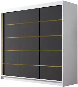 Mirjan24 Evo VII Kleiderschrank mit 3 Schwebet&uuml;ren, 200x58x215cm, wei&szlig;/schwarz