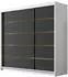 Mirjan24 Evo VII Kleiderschrank mit 3 Schwebetüren, 200x58x215cm, weiß/schwarz